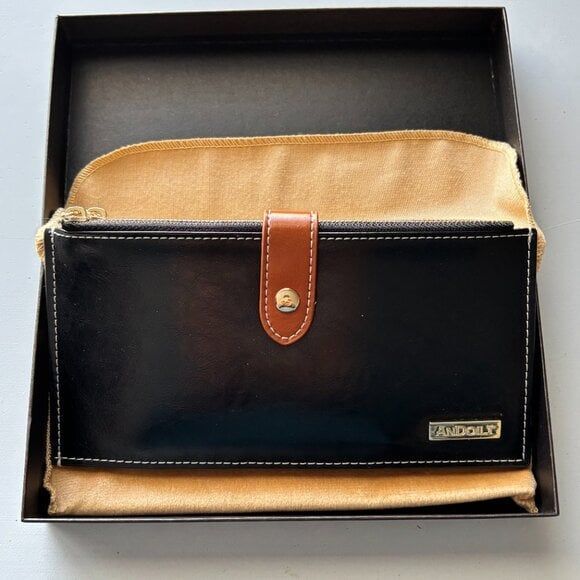 Women's Genuine Leather Wallet RFID Blocking Credit Card Holder Andoilt - Picture 2 of 6